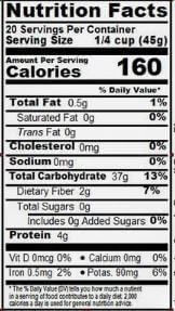 The Nutrition Facts of 24 Mantra Organic Basmati Rice