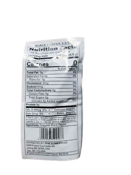 The Nutrition Facts of 24 Mantra Organic Black Pepper Powder 