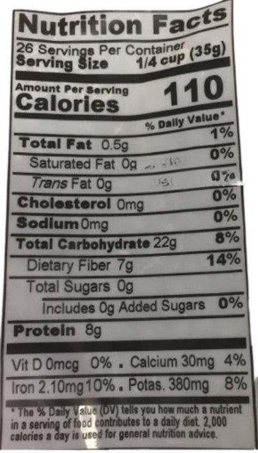 The Nutrition Facts of 24 Mantra Organic Black Urad Dal 