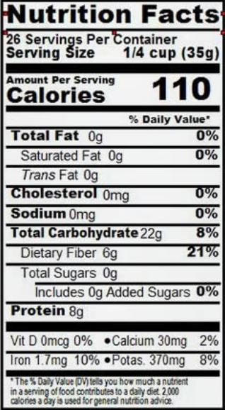 The Nutrition Facts of 24 Mantra Organic Green Moong Whole 
