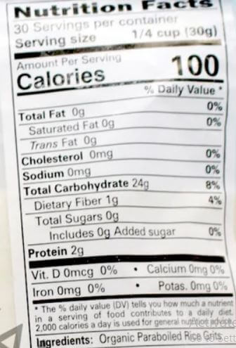 The Nutrition Facts of 24 Mantra Organic Idli Rava