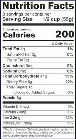 This is the Nutrition of 24 Mantra Organic Macaroni Pasta.