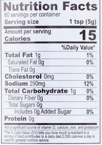The Nutrition Facts of 24 Mantra Organic Mango Avakaya (Without garlic) 