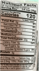 The Nutrition Facts of 24 Mantra Organic Masoor Malka Without Skin 
