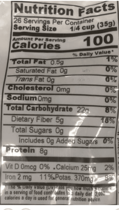 The Nutrition Facts of 24 Mantra Organic Panchratna Dal 
