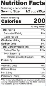 The Nutrition Facts of 24 Mantra Organic Roasted Vermicelli