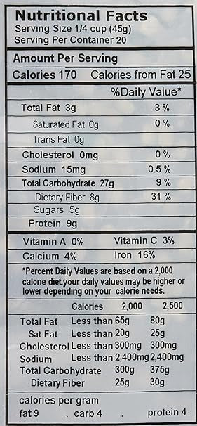 The Nutrition Facts of 24 Mantra Organic Urad Black Split Dal 