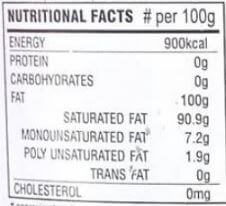 The Nutrition Facts of 24 Mantra Organic Virgin Coconut Oil