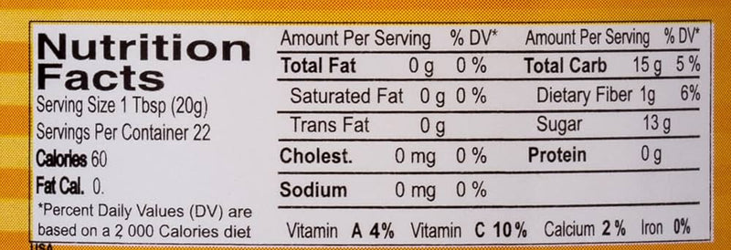 The Nutrition Facts of Ahmed Orange Marmalade 
