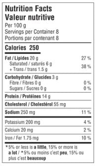 The Nutrition Facts of Al Safa Beef Burger Patties 