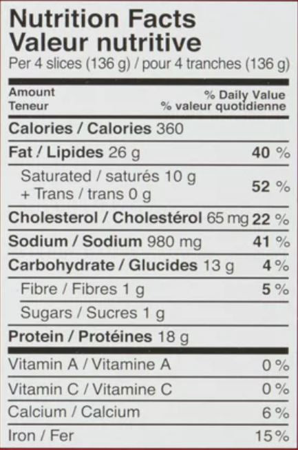 The Nutrition Facts of Al Safa Beef Gyro Slices 