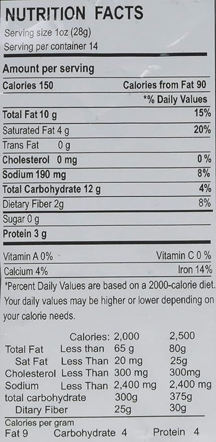 This is the Nutrition of Amma's Kitchen Madras Mixture.