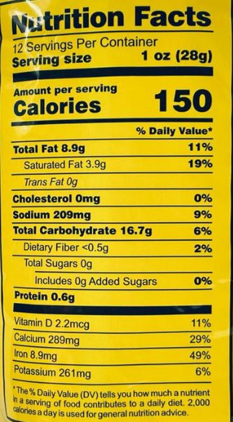 The Nutrition Facts of This is the Nutrition of Anand Banana Chips (Chilli).