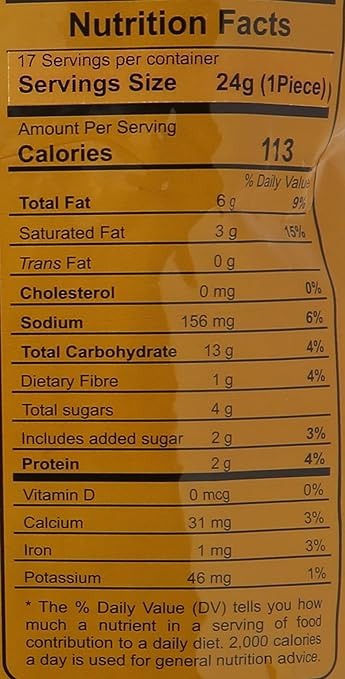 The Nutrition Facts of This is the Nutrition of Anand Kachori (Sweet & Spicy Wheat Rolls).