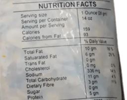 This is the Nutrition of Anand Special White Mixture.