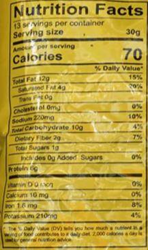 This is the Nutrition of Anand Trissur Spicy Mixture.