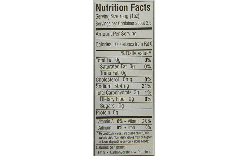 The Nutrition Facts of Badshah Chana Masala 