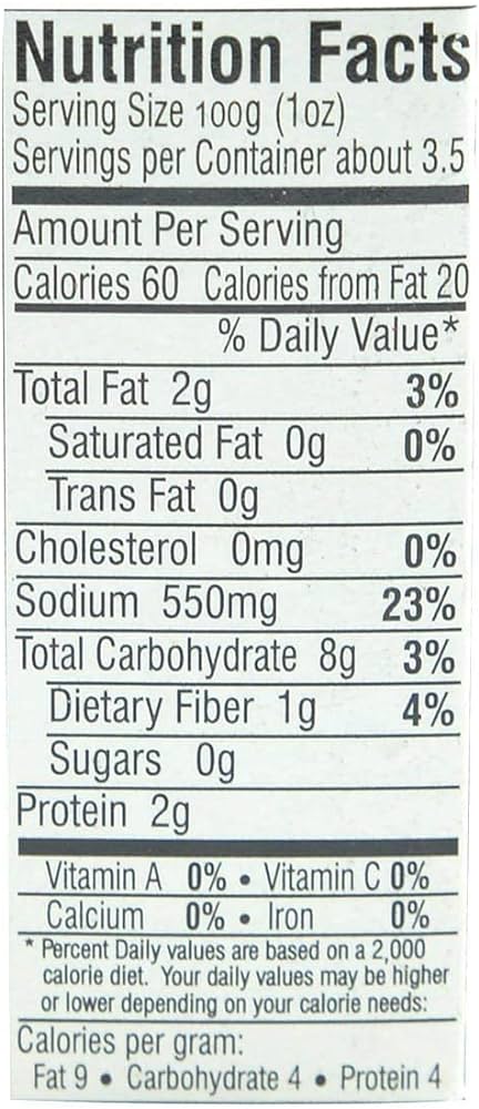 The Nutrition Facts of Badshah Kadhi Masala 