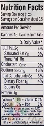 The Nutrition Facts of Badshah Vegetable Subji Masala 