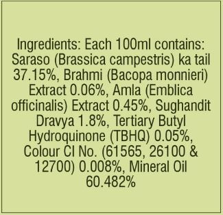 The Nutrition Facts of Bajaj Brahmi Amla hair Oil