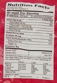 The Nutrition Facts of Brahmins Rava Dosa Mix 