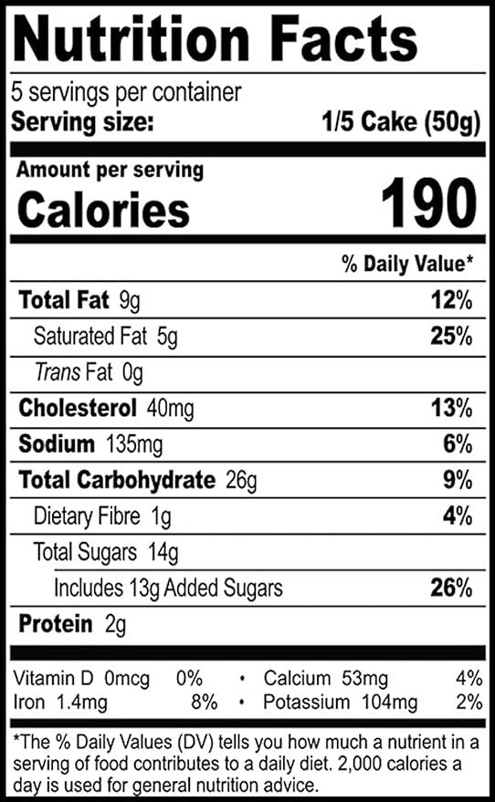 This is the Nutrition of Britannia Double Choco Cake.