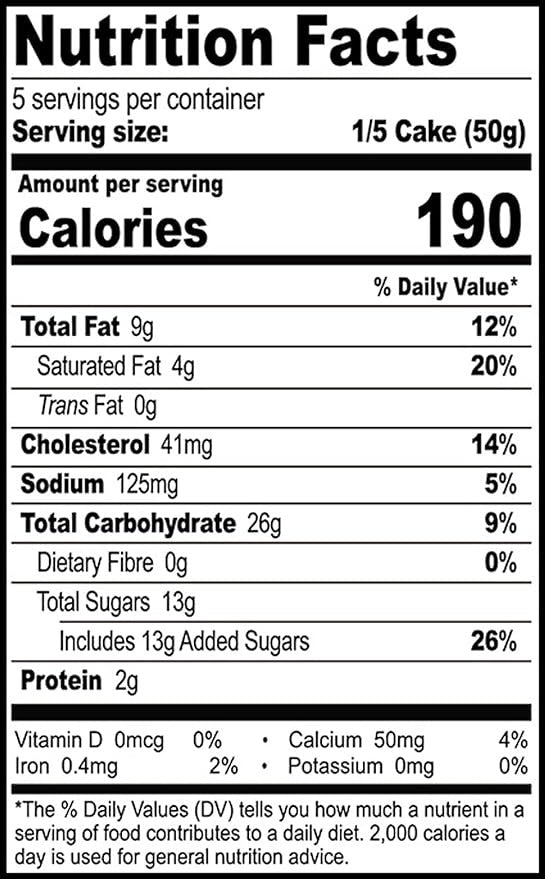 This is the Nutrition of Britannia Vanilla Flavored Cake.
