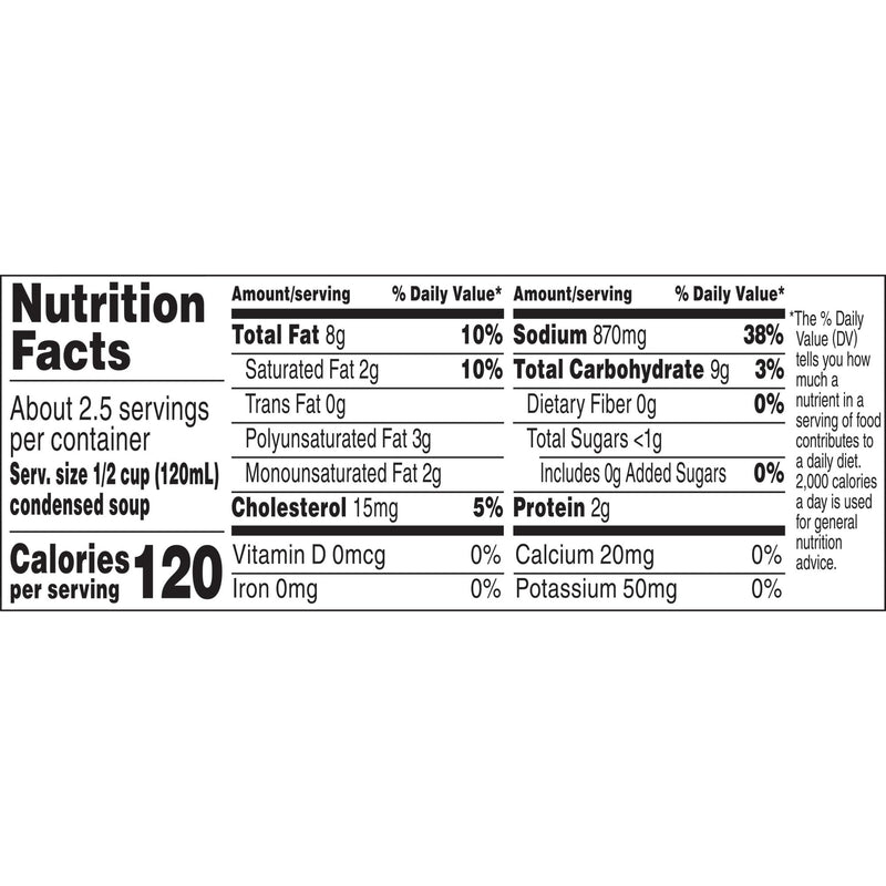 The Nutrition Facts of Campbells Cream of Chicken 