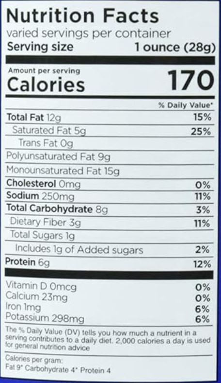 This is the Nutrition of Castania Extra Mixed Nuts Can