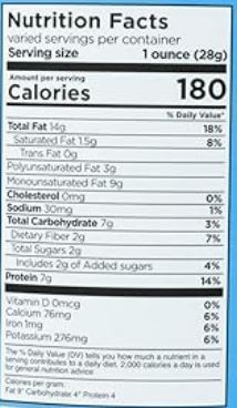 This is the Nutrition of Castania Nuts Low Salt Can