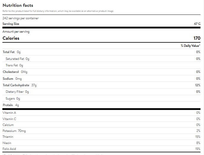The Nutrition Facts of Chef's Premium Par Boiled Rice