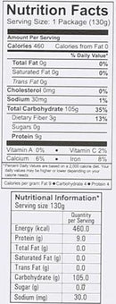 This is the Nutrition of Ching's Pad Thai Noodles Original.