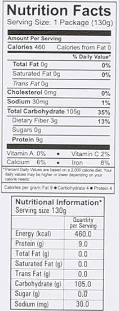 This is the Nutrition of Ching's Pad Thai Noodles Original.
