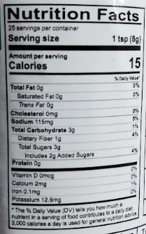 The Nutrition Facts of Ching's Red Chilli Sauce 