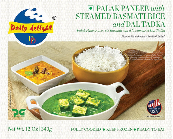 Daily Delight Palak Paneer With Steamed Basmati Rice & Dal Tadka | MirchiMasalay