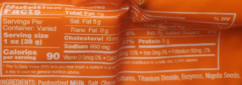The Nutrition Facts of Dana Nablus Cheese w/ Nigella Seeds 