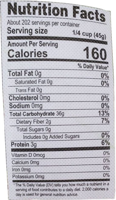 The Nutrition Facts of Deccan Sona Masoori Rice
