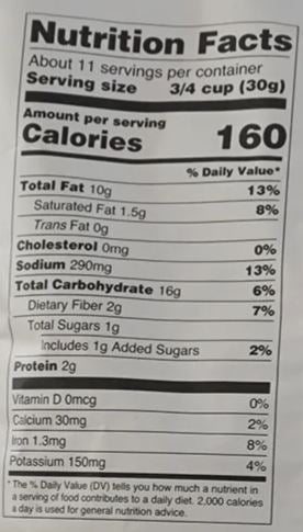 This is the Nutrition of deep Bhel Mix.