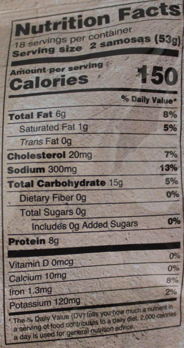 The Nutrition Facts of Deep Chicken Tikka Samosa 