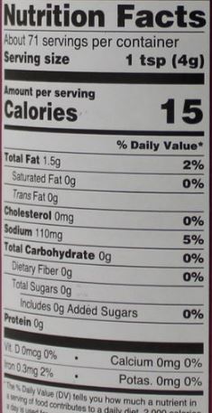 The Nutrition Facts of Deep Curry Paste 