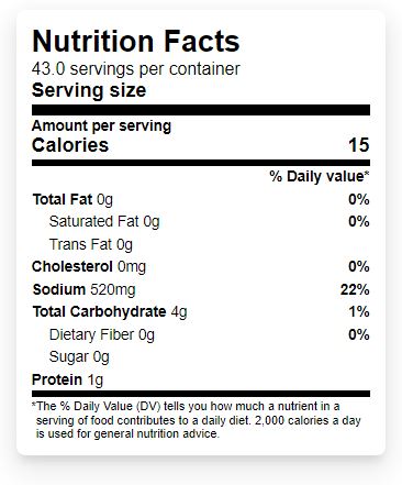 The Nutrition Facts of Deep Ginger Garlic Paste 
