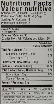 The Nutrition Facts of Deep Menu vada (8pcs) 