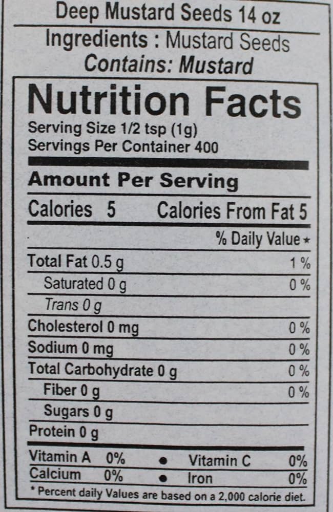 The Nutrition Facts of Deep Mustard Seeds 