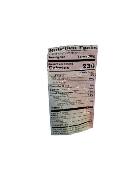 The Nutrition Facts of Deep Onion Kulcha (4pcs) 