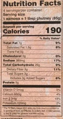 The Nutrition Facts of Deep  Potato Peas Samosa (24pcs) 