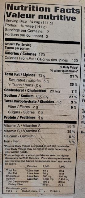 The Nutrition Facts of Deep Shahi Rajma 