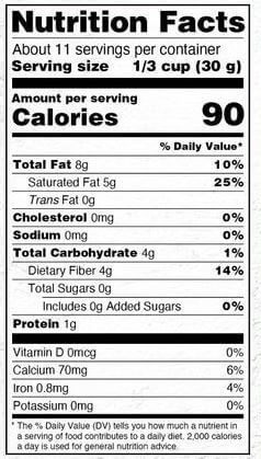 The Nutrition Facts of Deep Shredded Coconut