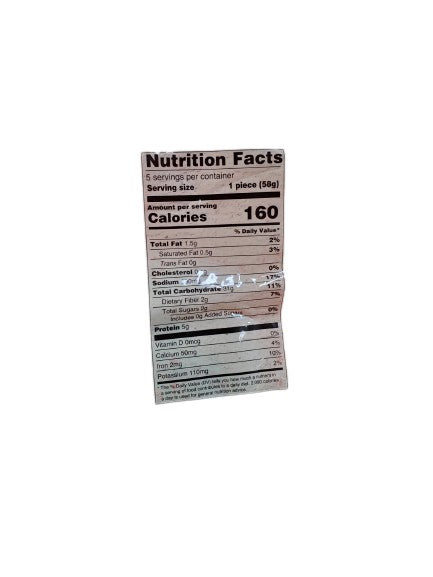 The Nutrition Facts of Deep Tandoori Roti (5pcs) 