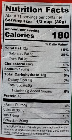 The Nutrition Facts of Deep Udupi Andhra Mix 