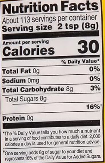 This is the Nutrition of Dominos Light Brown Sugar.